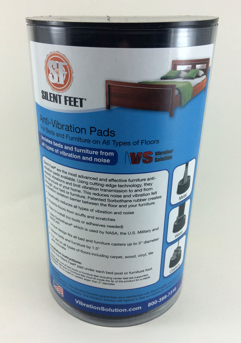 Silent Feet Anti-Vibration Riser for Beds - 4 Pack